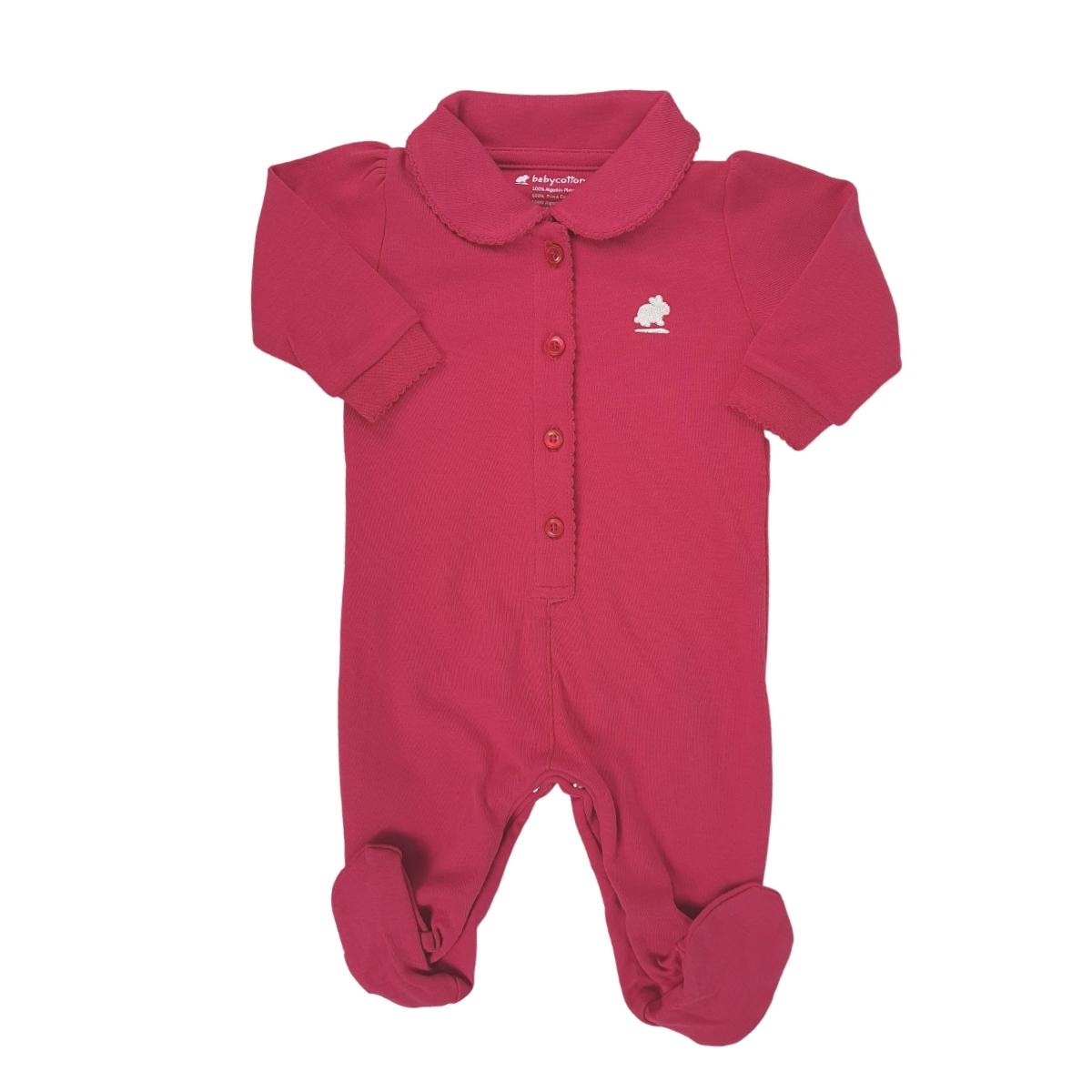 Enterito Babycottons C/BB ML Pima Colors C/Pie Fresa