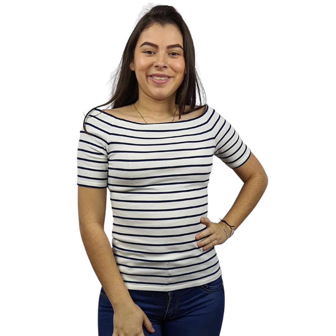 Blusa Vero Moda Blanco y Azul Style MESSI S/S TOP(MP)