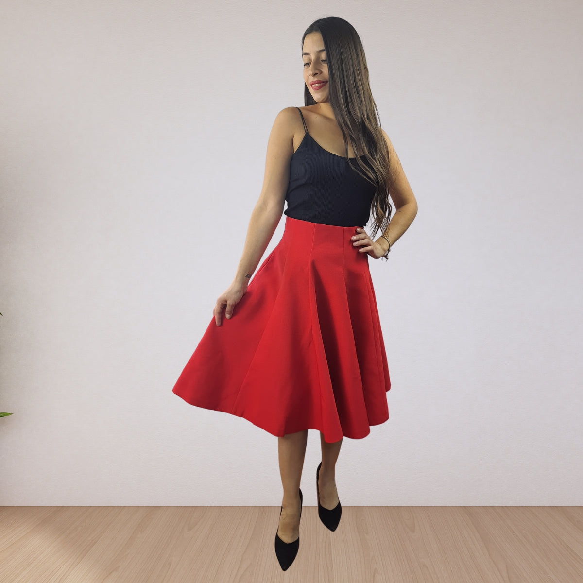 Falda Vero Moda Rojo Style DARCY MIDI SKIRT(BN-ET-2)