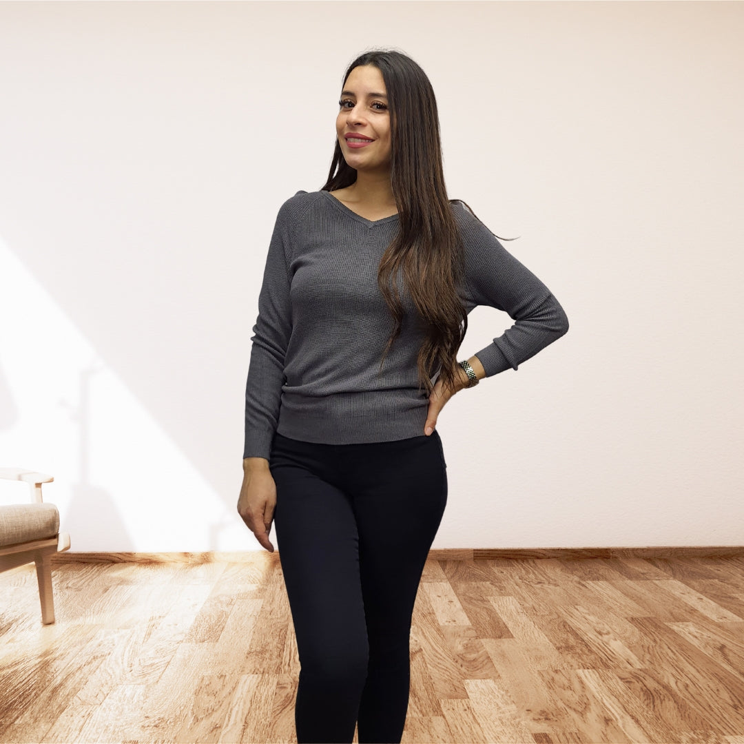 Sweater Vero Moda Gris Style EC BAMBOO L/S KNIT(UM)