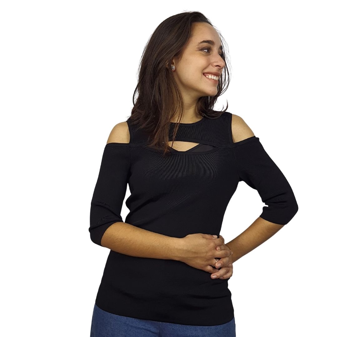 Blusa Vero Moda Negro Style DANCER 1/2 KNIT(VMC-NL)