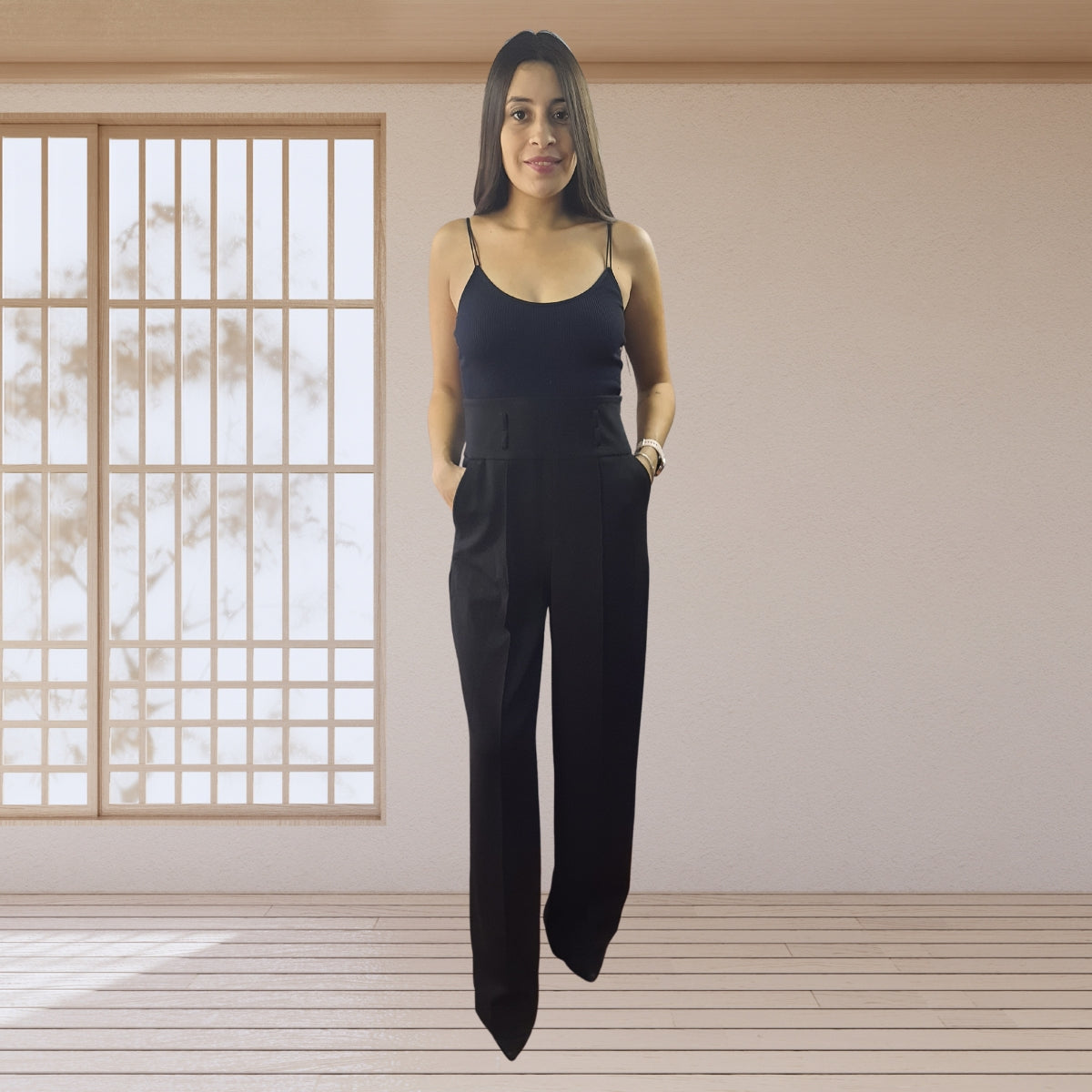 Pantalon Vero Moda Negro Style KELLY WIDE PANTS(VMC-MM)