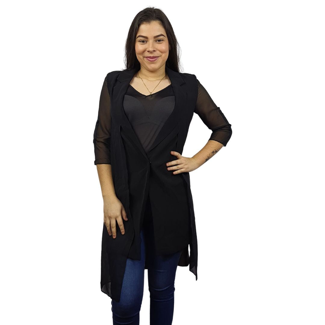 Blazer Vero Moda Negro Style CAMILLE 3/4 BLAZER(VMC-SL)