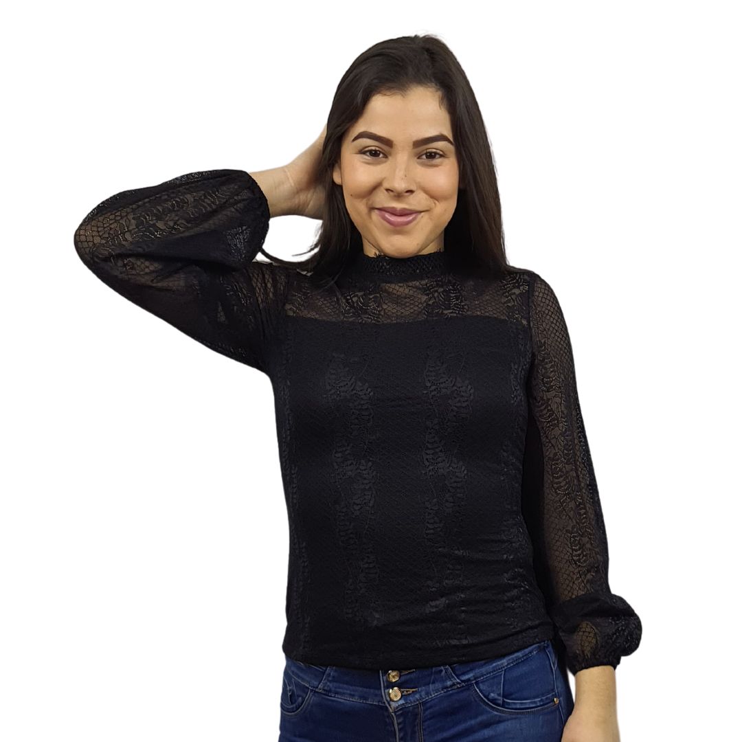 Blusa Vero Moda Negro Style KENT L/S TOP(BT)