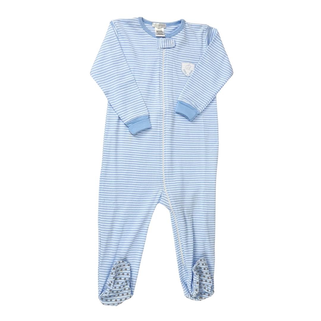 Pijama Babycottons Footie Zipper Rib Ray Bco Celeste