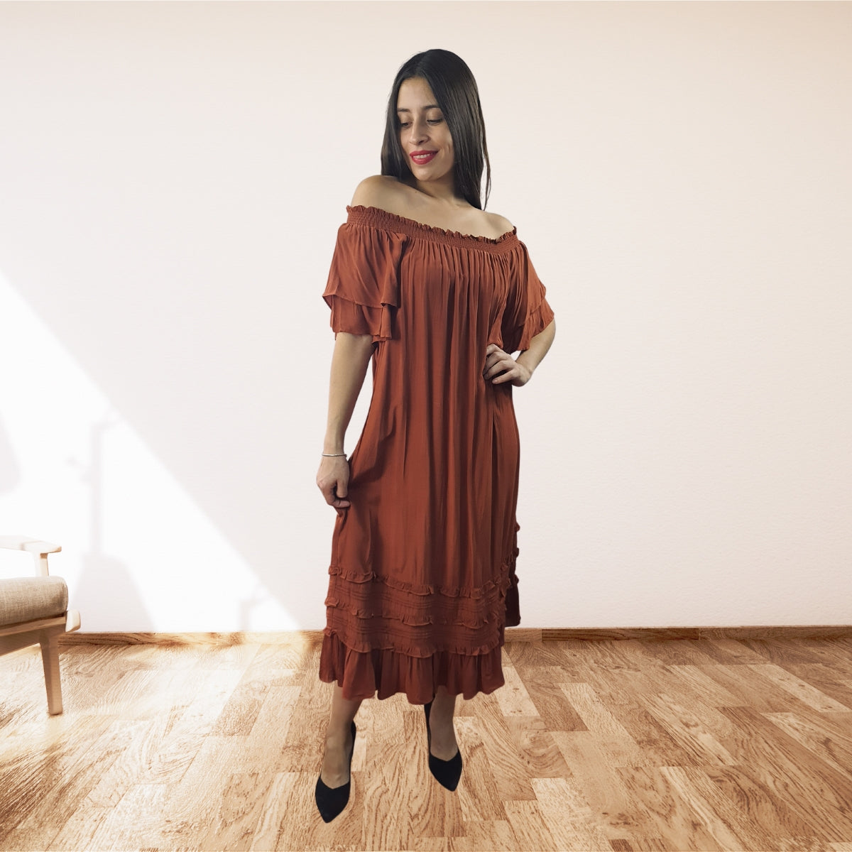 Vestido Vero Moda Marron Style ANAUEL S/S DRESS(HH)