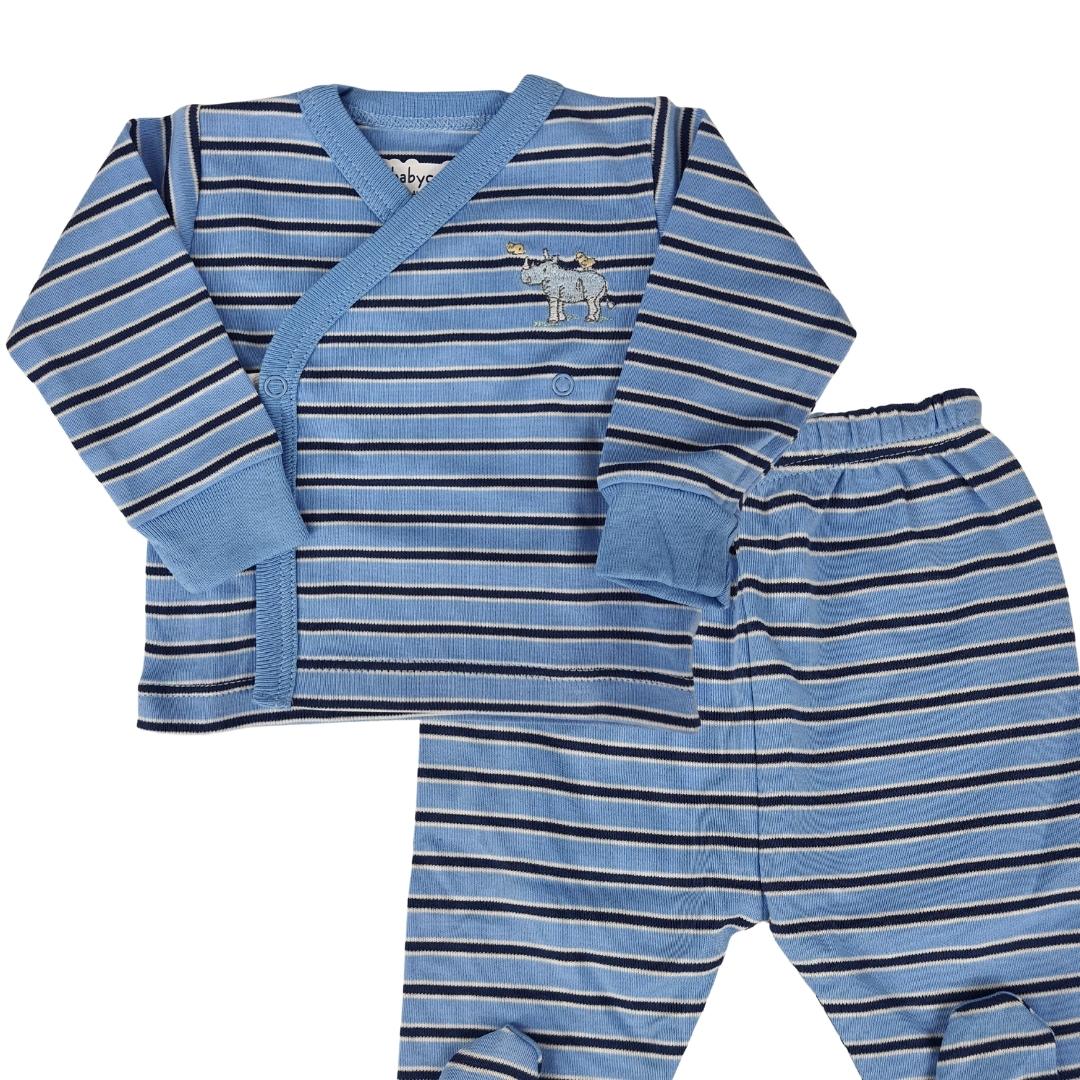 Set Babycottons on Safari Rhino Batita ML y Ranita C/Pie Celeste