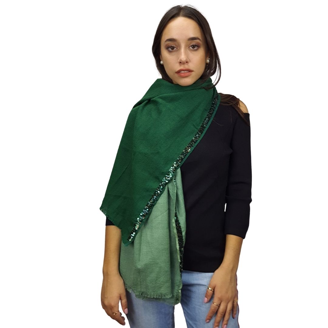Pashmina Bufanda Rapsodia Border Shine Verde