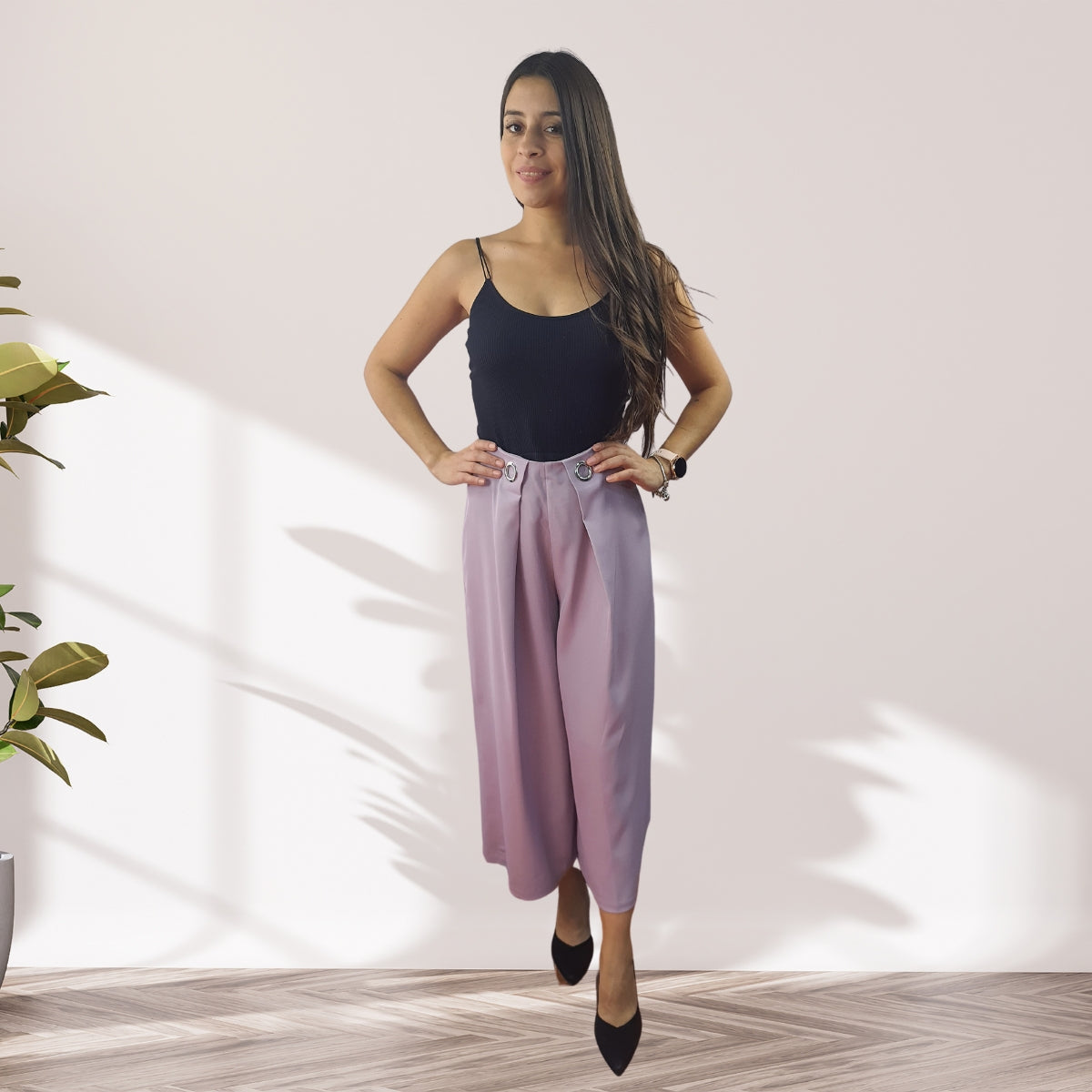Pantalon Vero Moda Morado Claro Style QUINN 7/8 WIDE PANTS(VMC-NC)