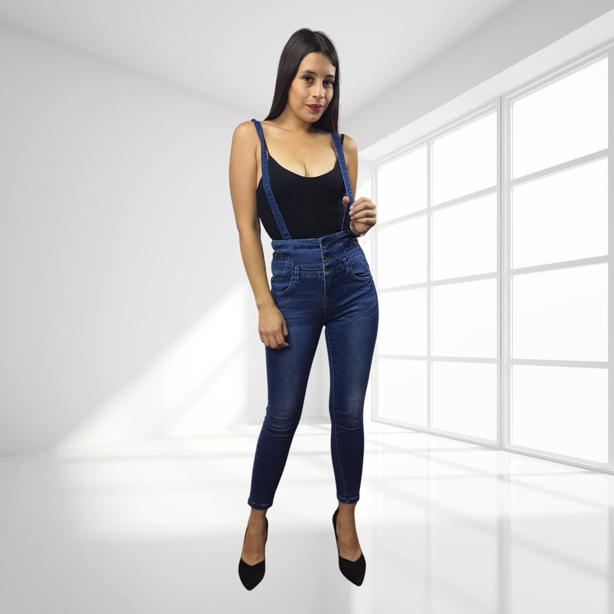 Jardinera Vero Moda Azul Claro Style FAITHE 9/10 HIGH WAIST X-SLIM JEANS(PM-C