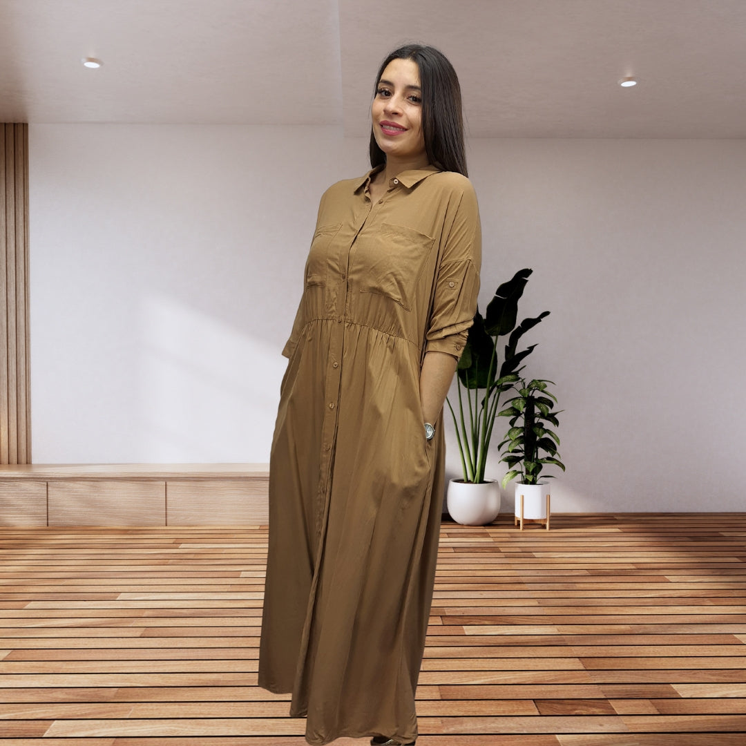 Vestido Vero Moda Marron Claro Style VAULT 1/2 SHIRT(FL)