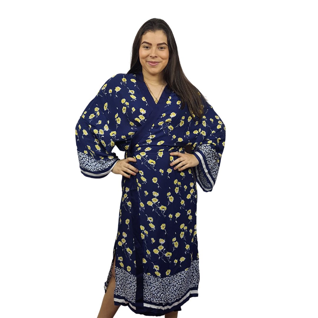 Bata de Pijama Vero Moda Azul Oscuro Style LUKA 9/10 ROBE(HOMEWEAR)