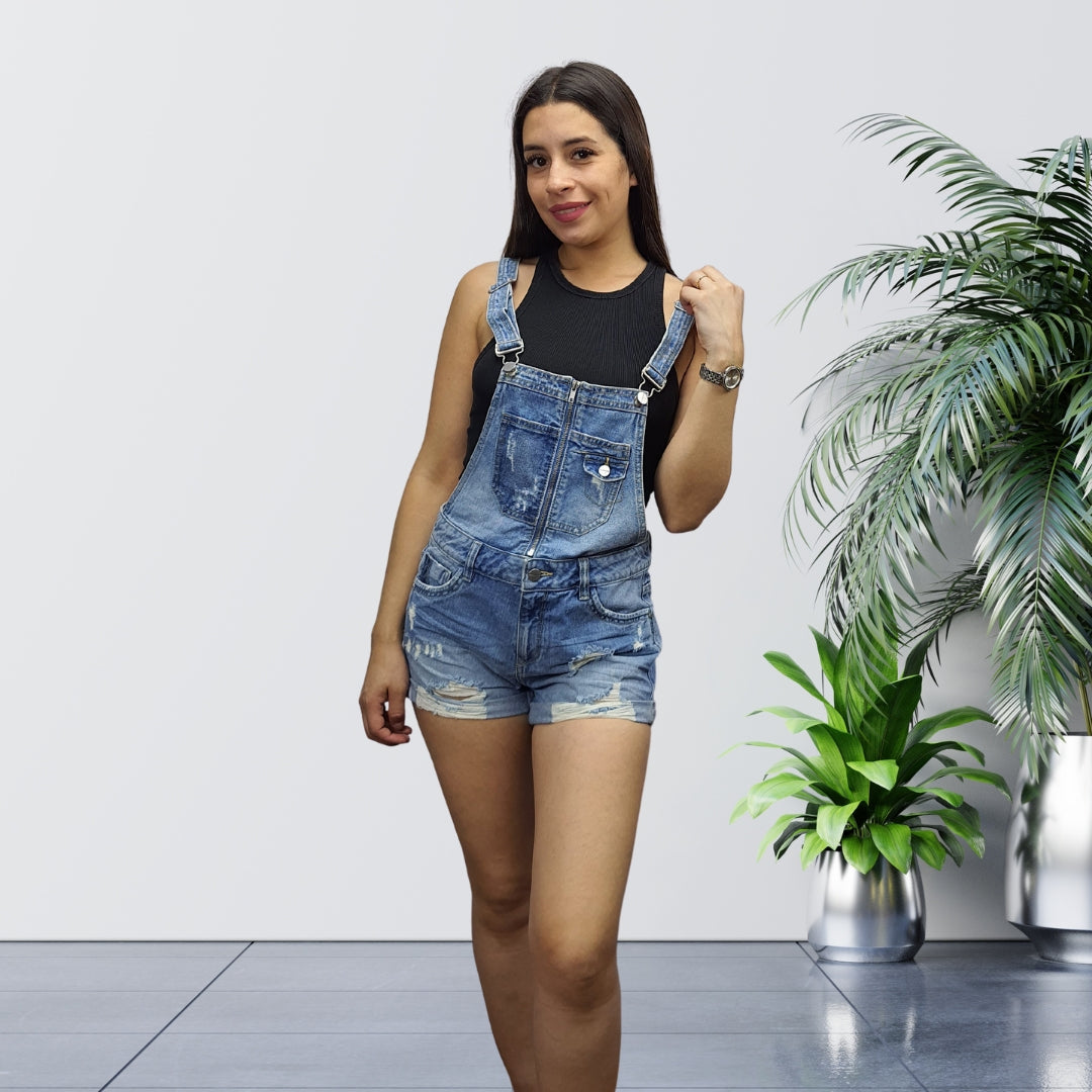 Jardinera Short Vero Moda Azul Claro Style ROAD DENIM CATSUIT SHORTS(MP)