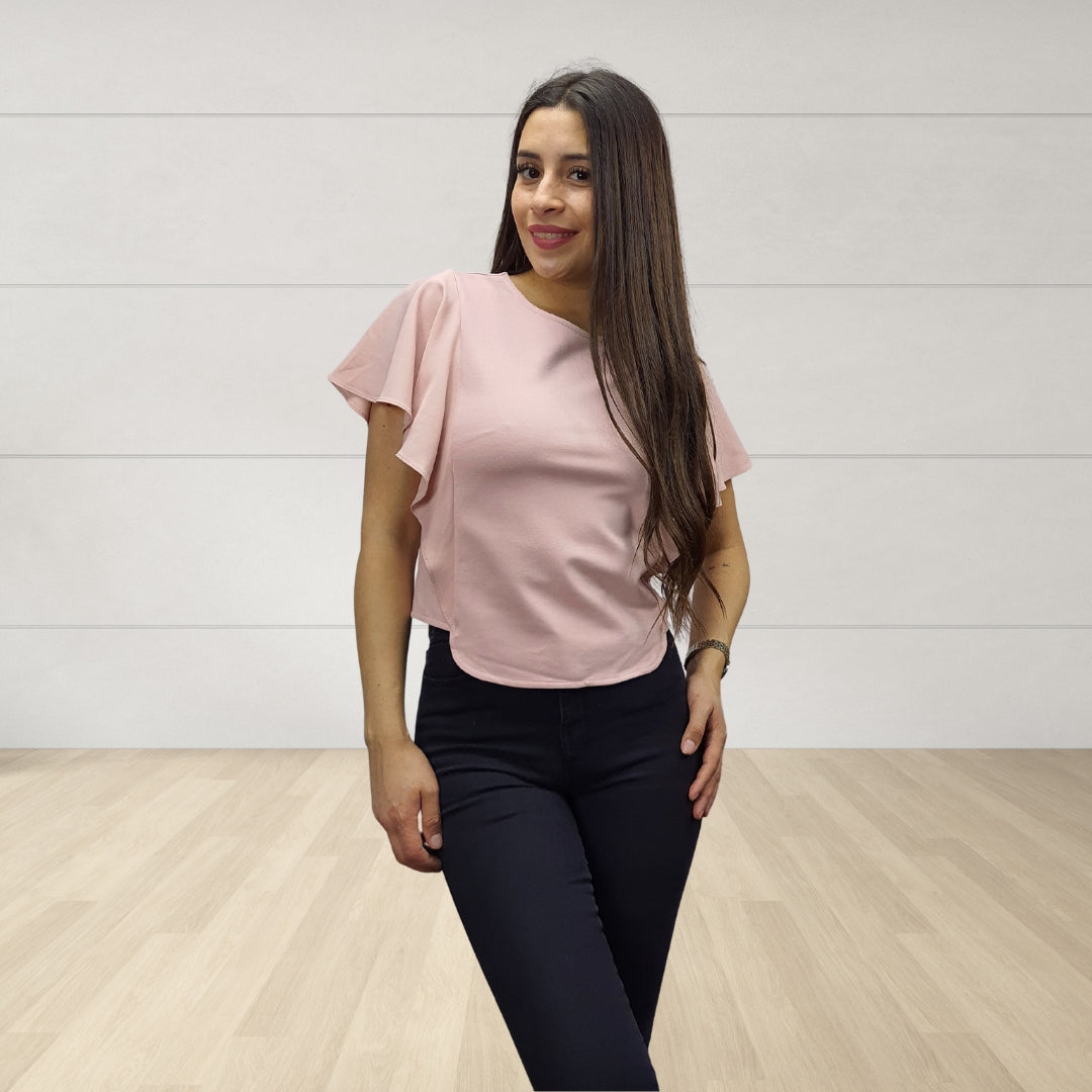 Blusa Vero Moda Rosa Vieja Style FRILL S/S JERSEY TOP(VMC-EL)