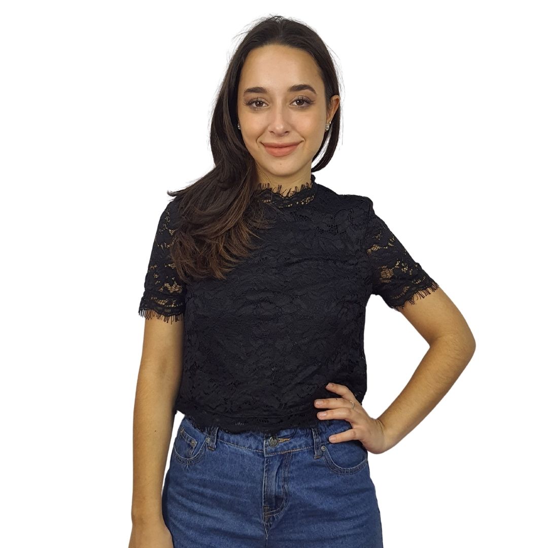 Blusa Vero Moda Negro Style RUTH S/S JERSEY TOP(VMC-HH)