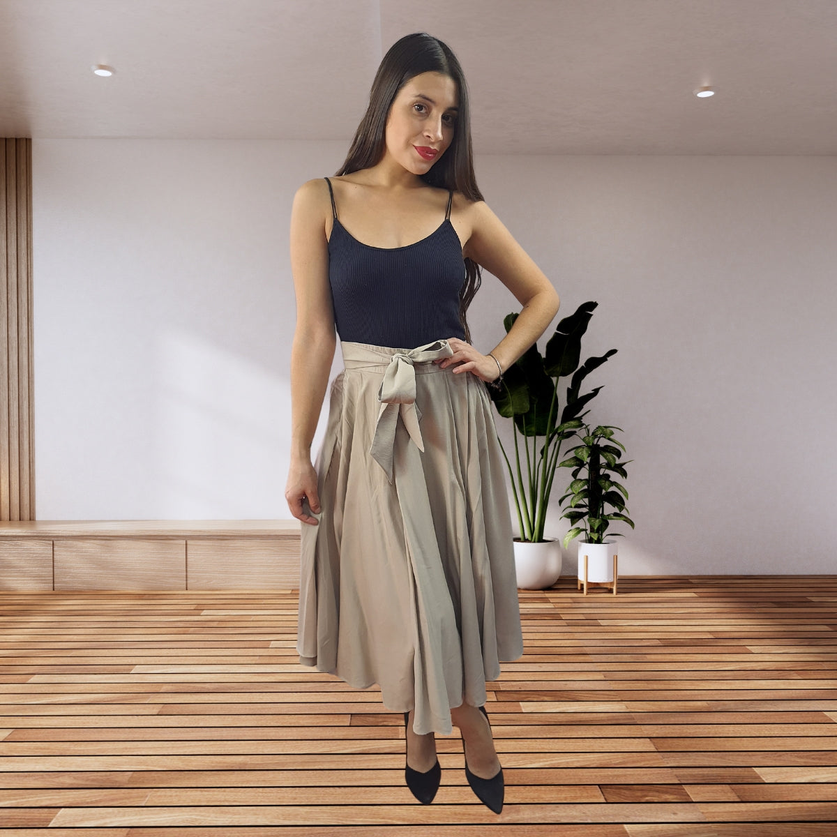 Falda Vero Moda Beige Style HATCH LONG SKIRT(VMC-BJ)