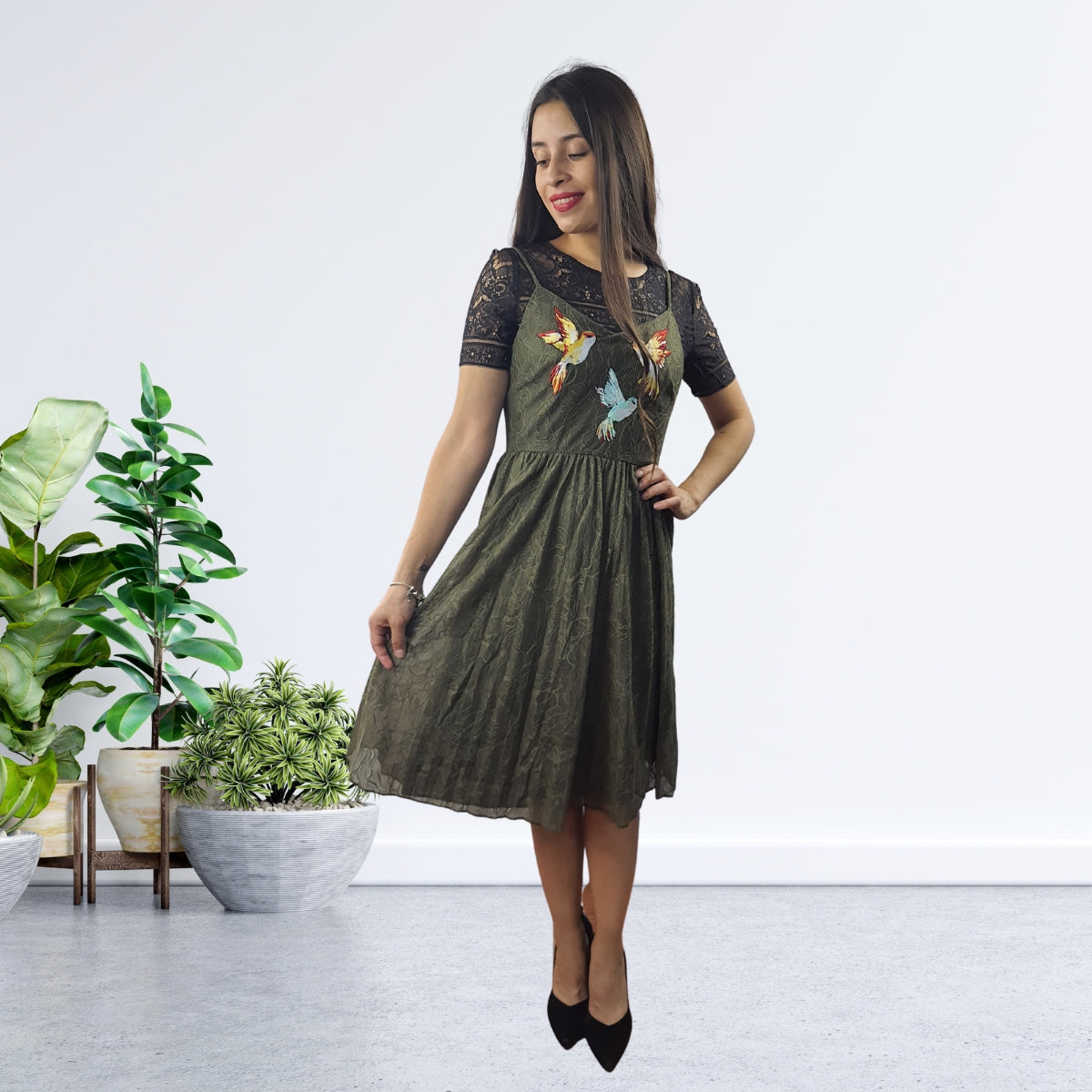 Vestido Vero Moda Verde Style ENYO S/S DRESS SET(NN)