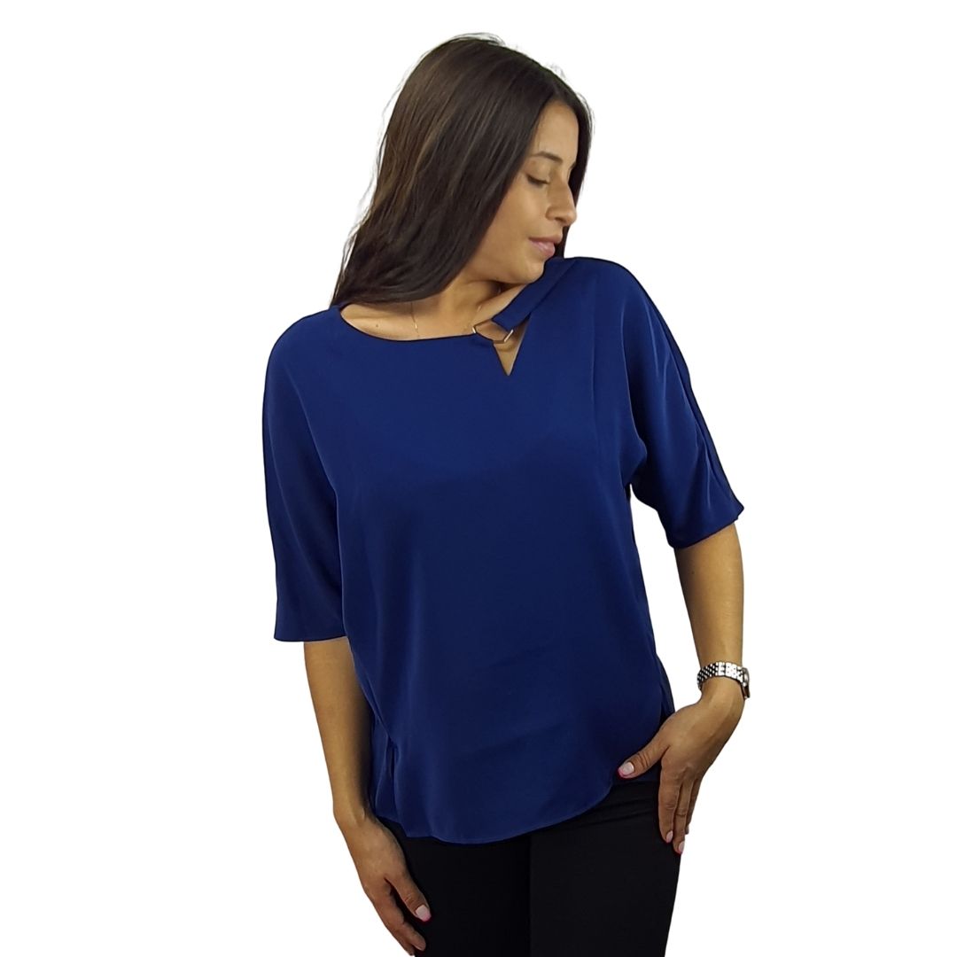 Blusa Vero Moda Azul Style PAUL 1/2 WOVEN TOP(VMC-MM)