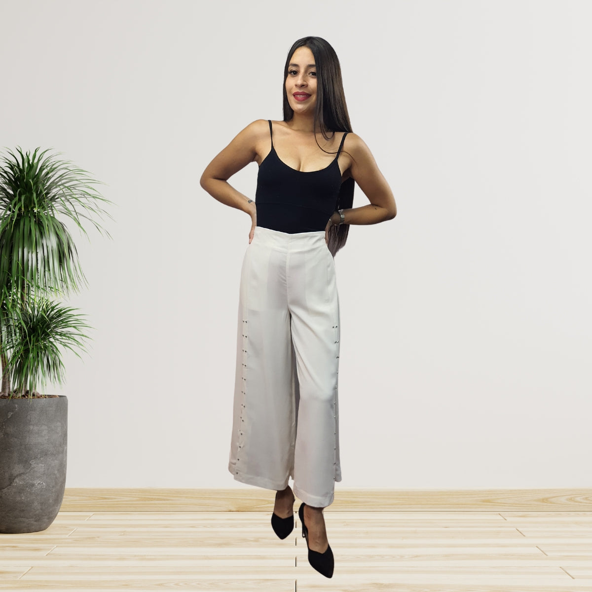 Pantalon Vero Moda Blanco Style CHOICE RIVET 9/10 WIDE PANTS(NR)-OR