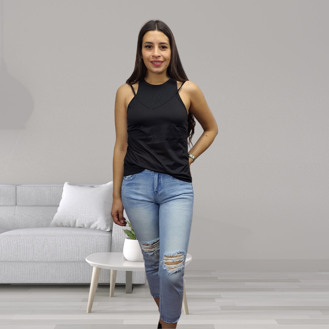 Jeans Vero Moda Azul Claro Style WALKMAN 7/8 MW GIRLFRIEND JEANS(TP)