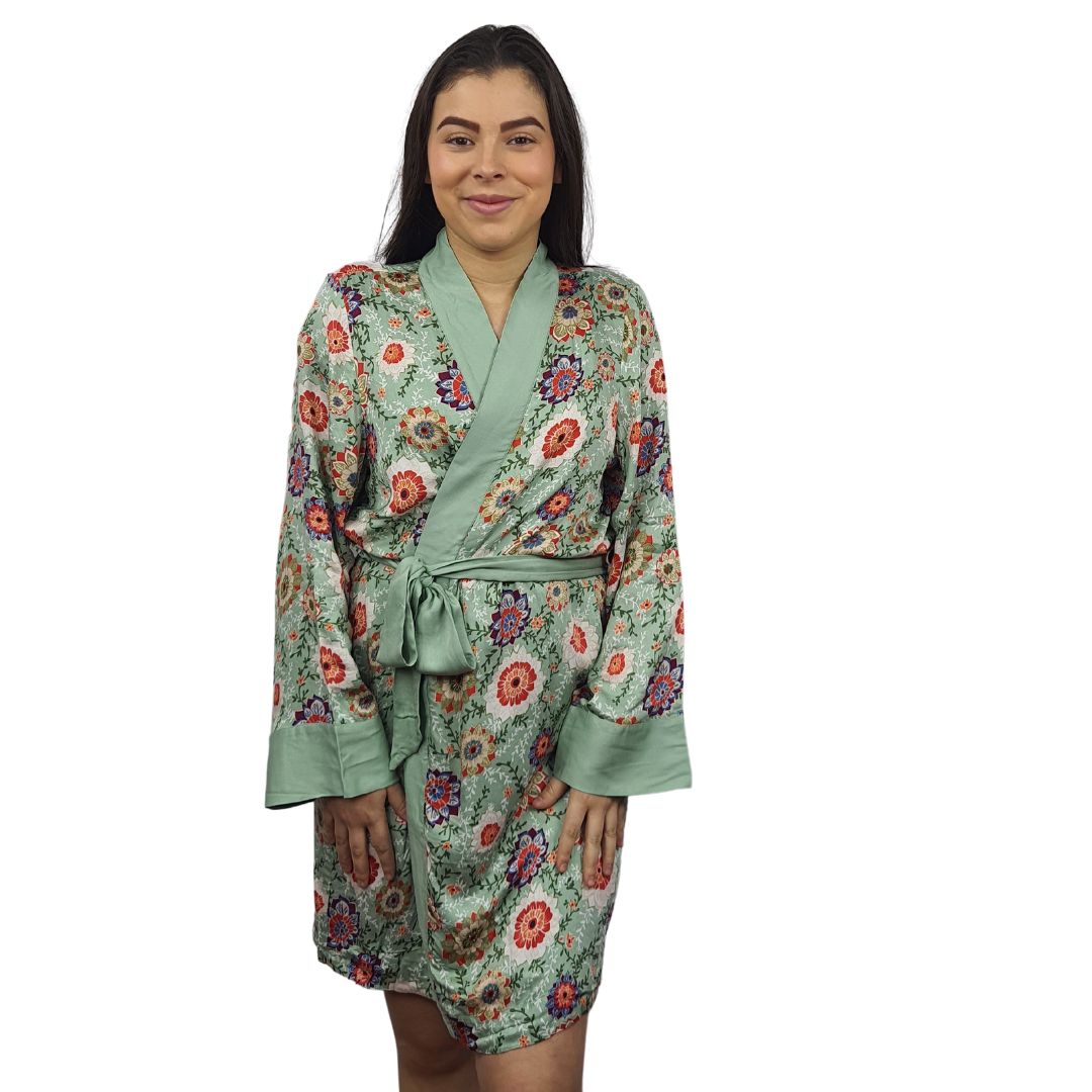 Bata de Pijama Vero Moda Verde Claro Style NANCZ L/S ROBE(HOMEWEAR)