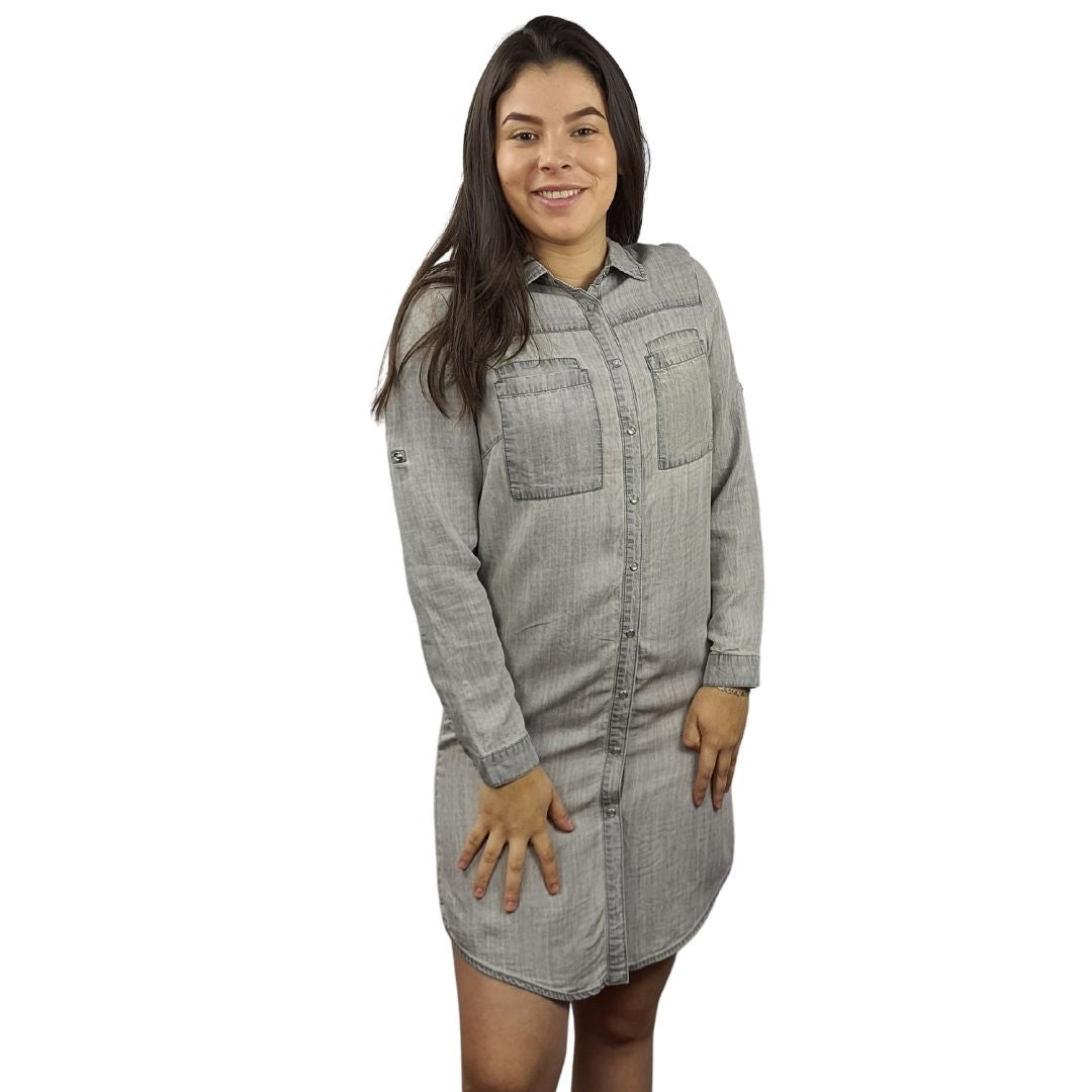 Camisa Vero Moda Gris Style PIPPER L/S DENIM SHIRT(MW-CT-2)