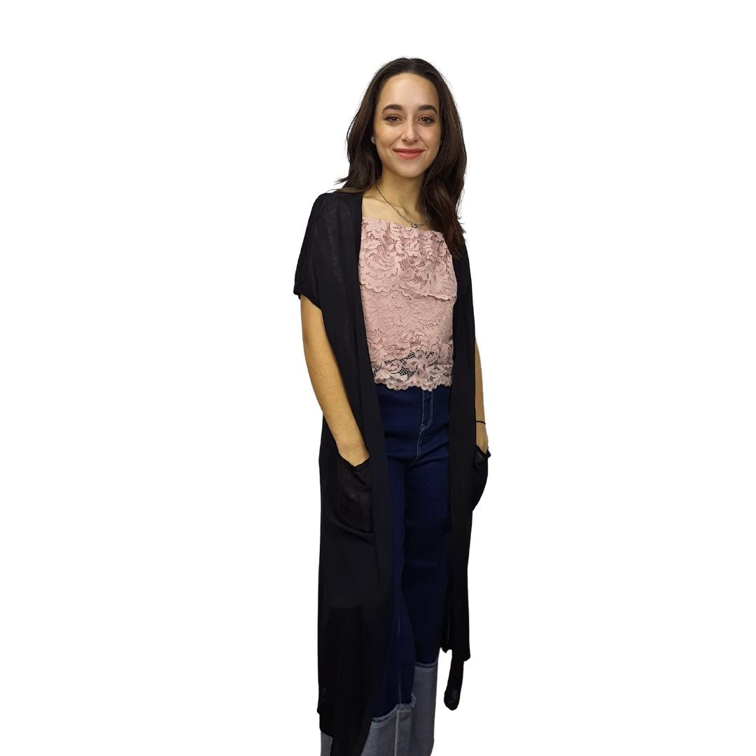 Tapado Vero Moda Negro Style YETTA LONG KNIT CARDIGAN(VMC-NE-EC-3)