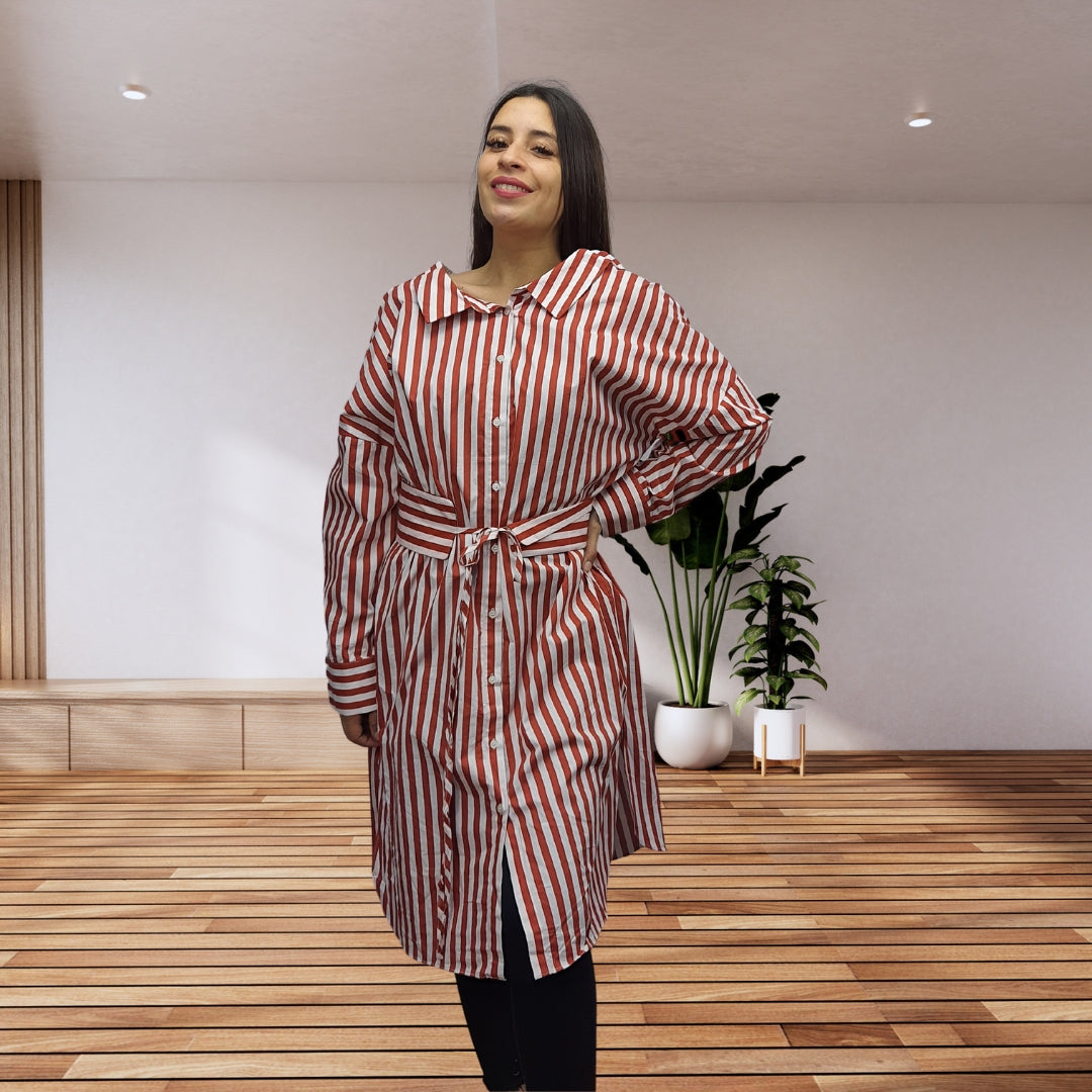 Vestido Vero Moda Ocre Rojo Style RITA L/S SHIRT DRESS(SL)