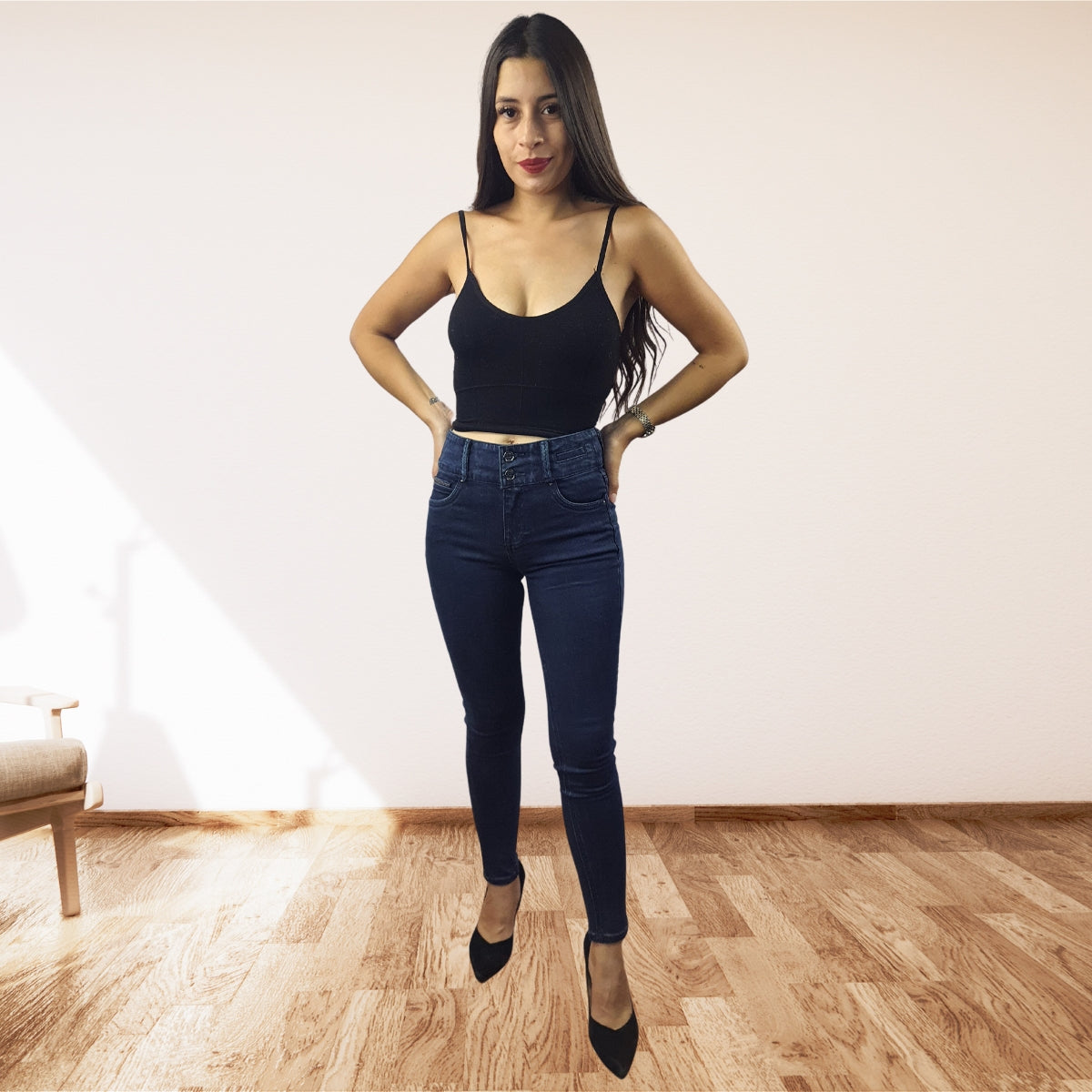 Jeans Vero Moda Azul Oscuro Style CHORAL MID WAIST X-SLIM JEANS(MW-CT-1)