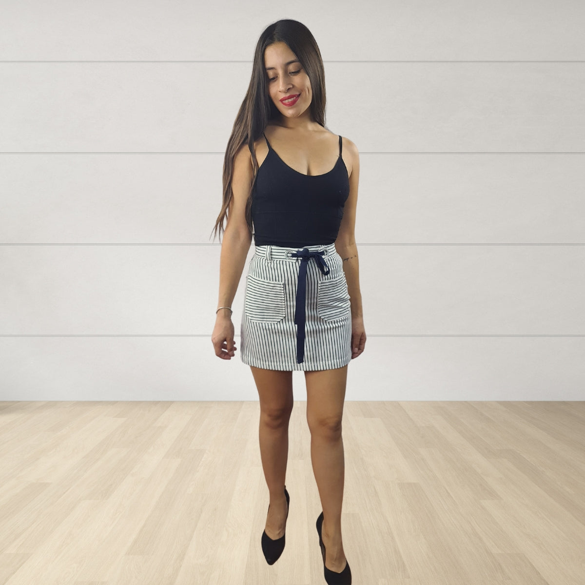Falda Vero Moda Blanca y Negro Style LAYER HW DENIM SKIRT(SL)