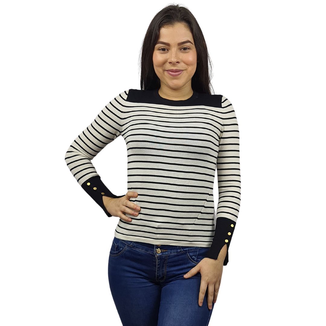 Sweater Vero Moda Blanco y Negro Style KOBOL L/S KNIT(UM)