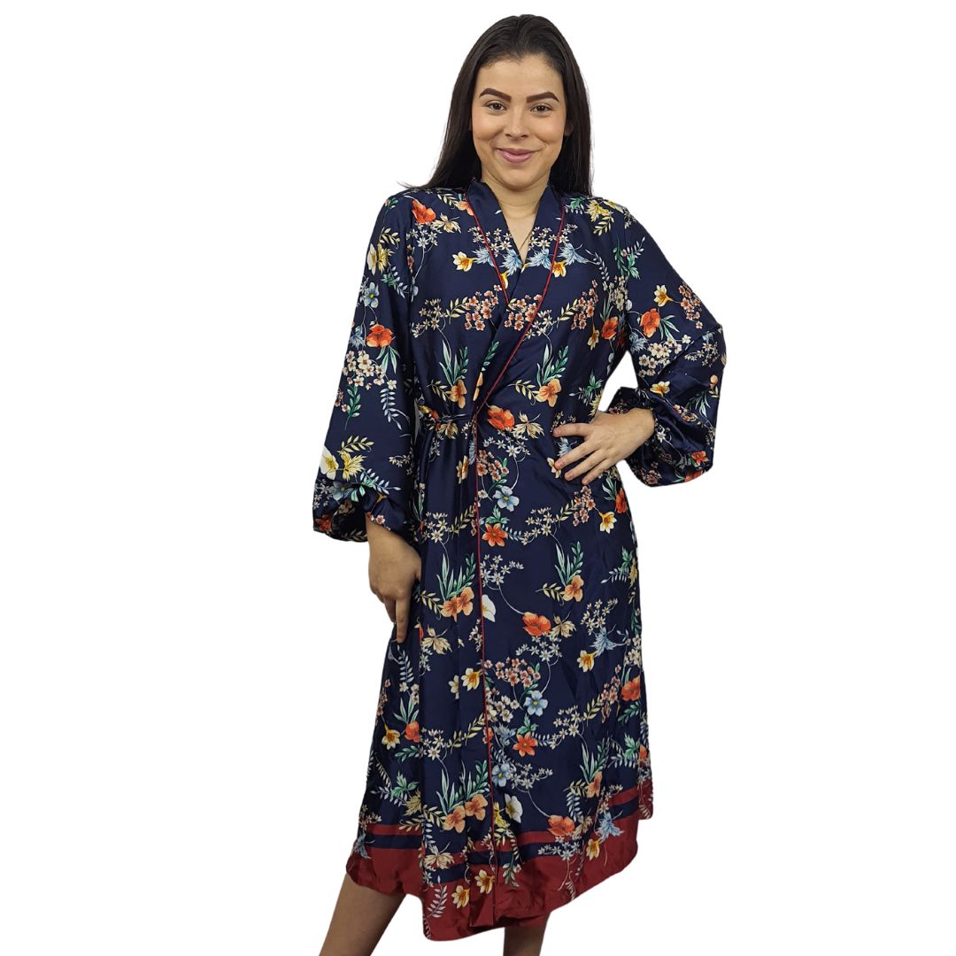 Bata de Pijama Vero Moda Azul Oscuro Style SISSY 9/10 ROBE(HOMEWEAR)