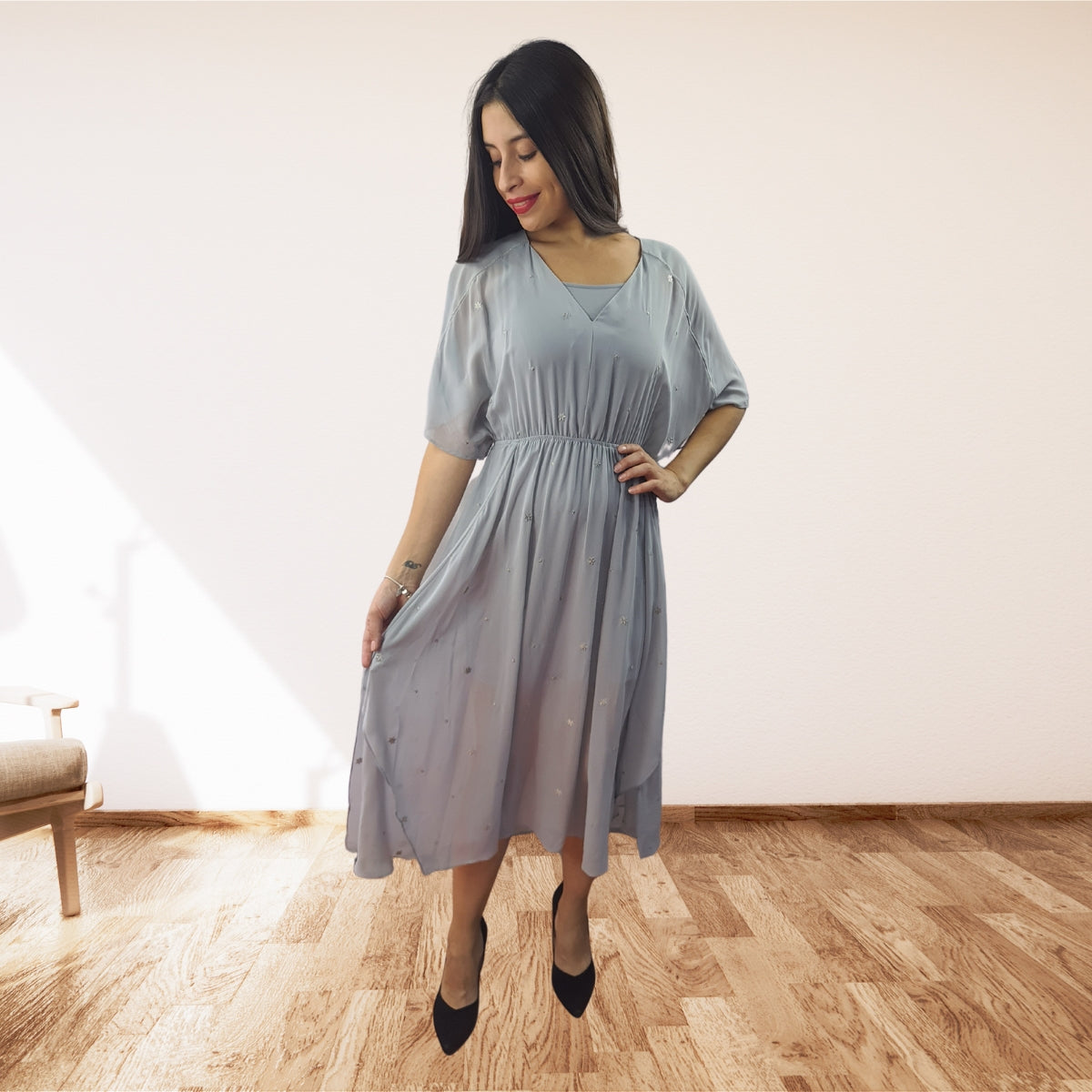Vestido Vero Moda Gris Style BLANCHE 1/2 DRESS SET(FL)