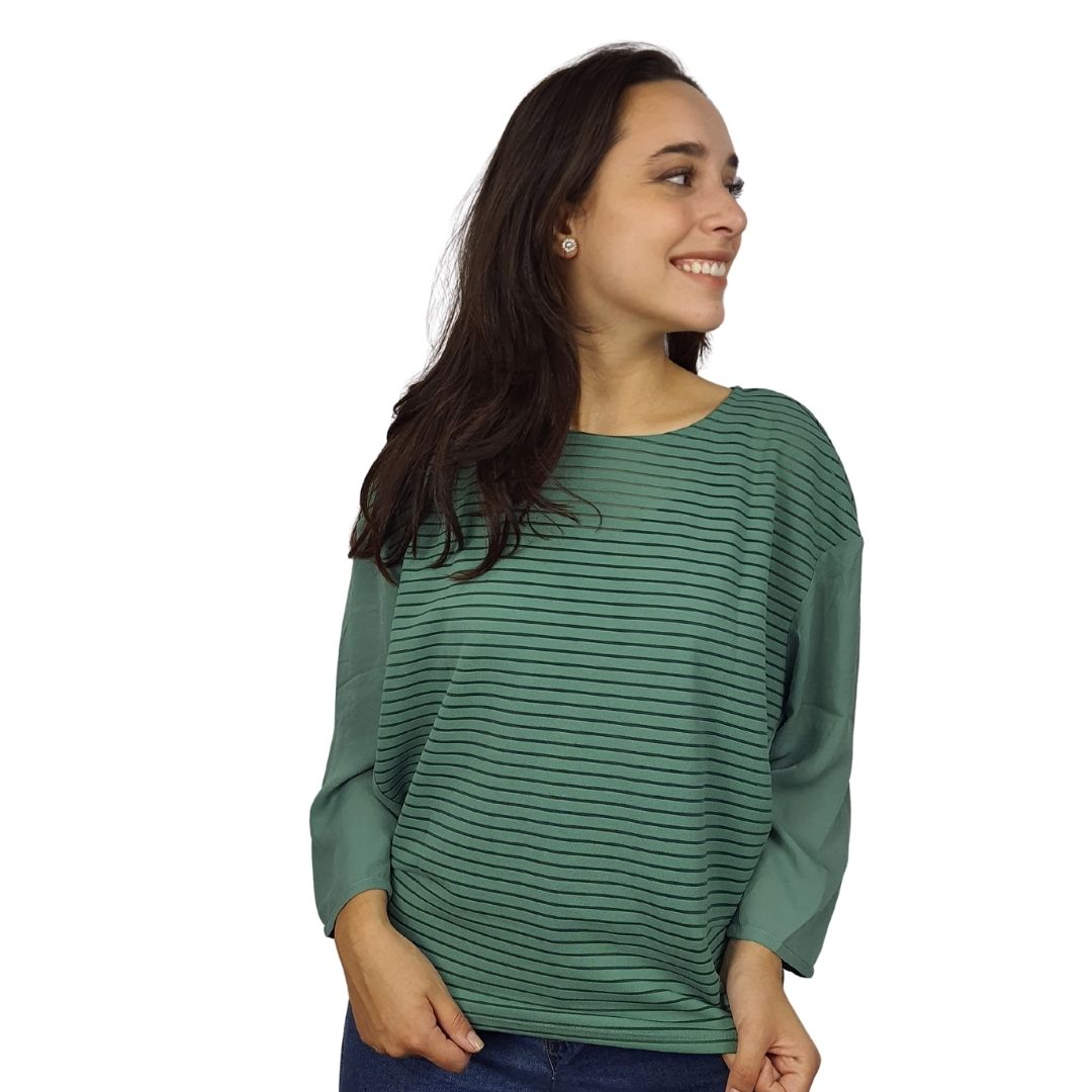 Blusa Vero Moda Verde Style ZENA 3/4 TOP(MW-EC-2)