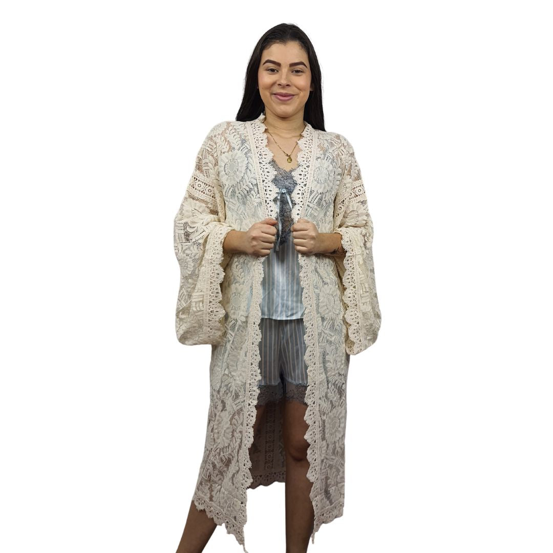 Bata de Pijama Vero Moda Beige Style LAUGH L/S ROBE(HOMEWEAR)