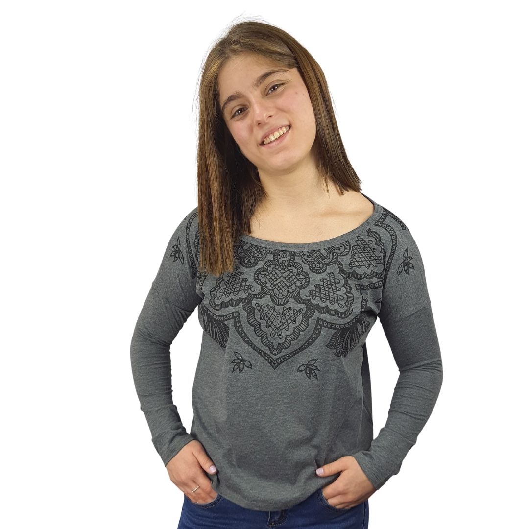 Polera Rapsodia Mandala Gris