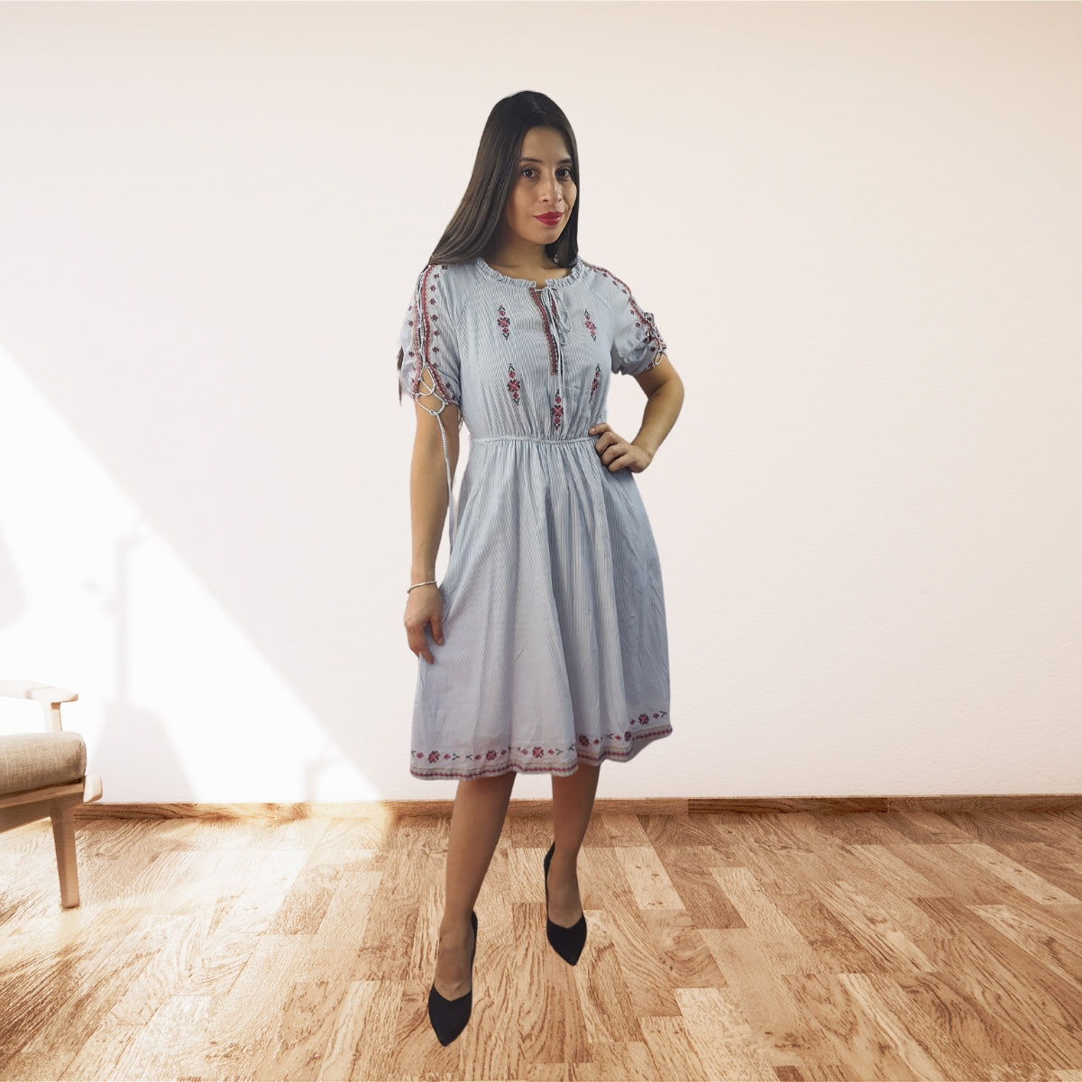 Vestido Vero Moda Azul Claro Style FANNY 1/2 DRESS(NN)
