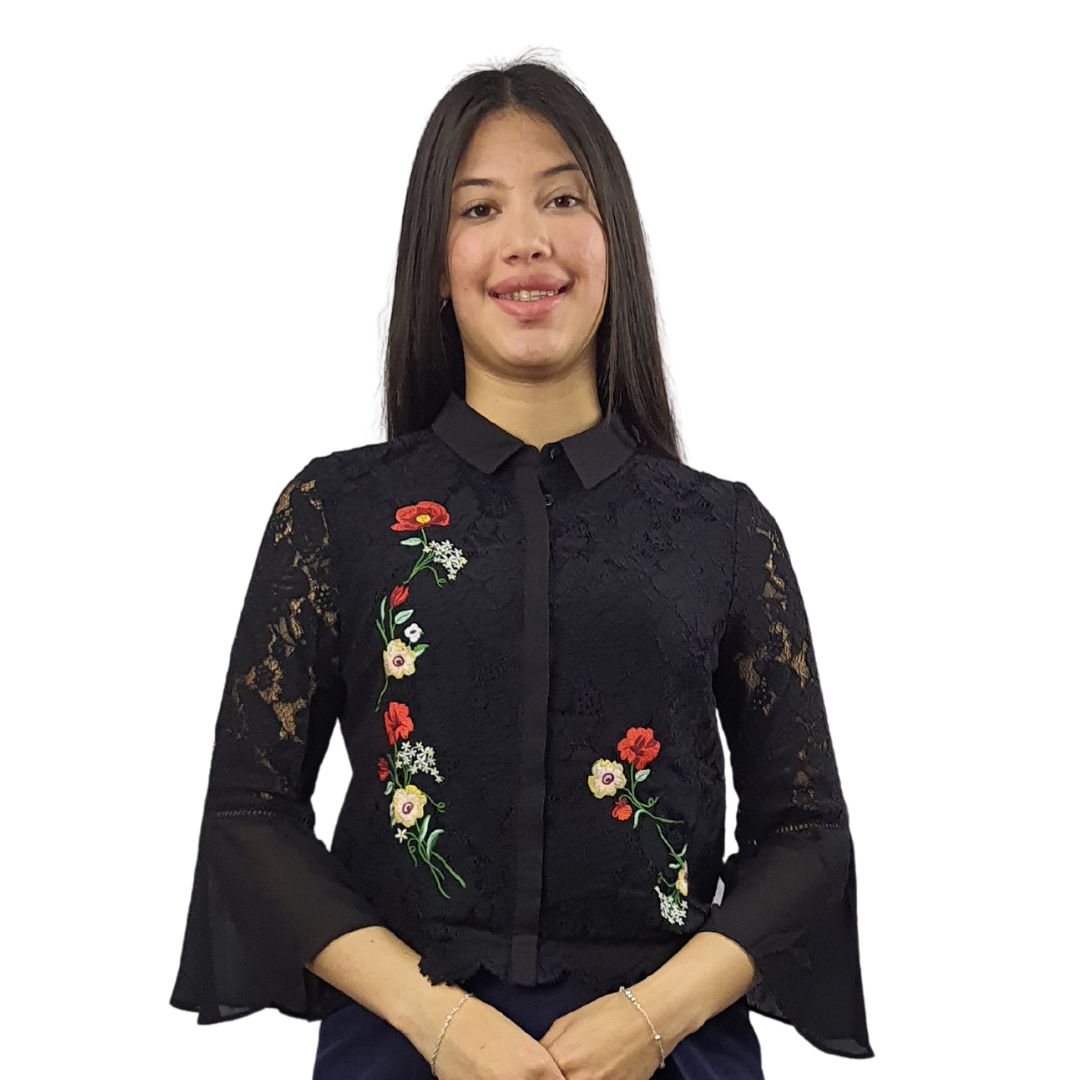 Blusa Vero Moda Negro Style LINSEY 3/4 SHIRT(NR)