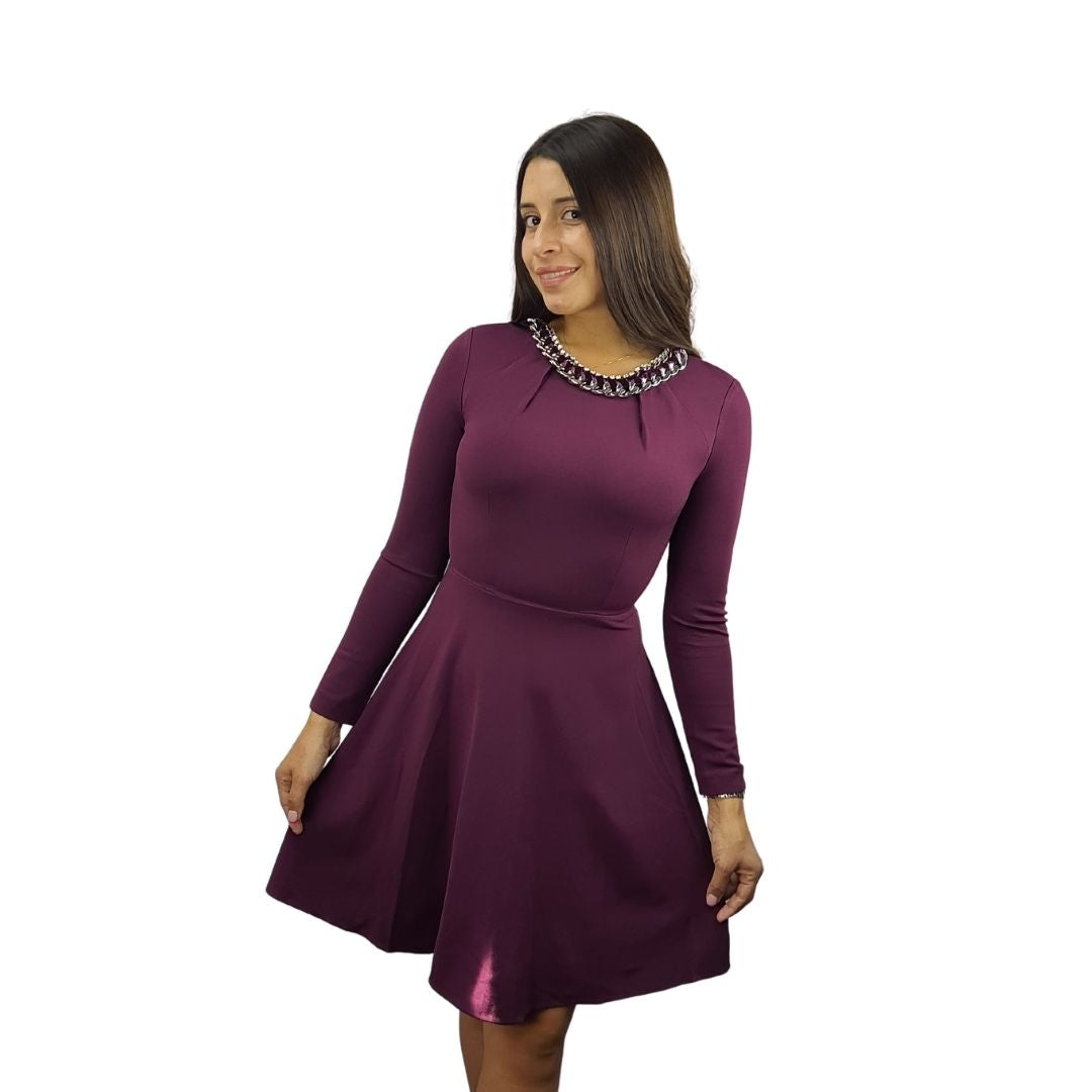 Vestido Vero Moda Burdeo Style QUINN L/S JERSEY DRESS(VMC-PM-ET-2)