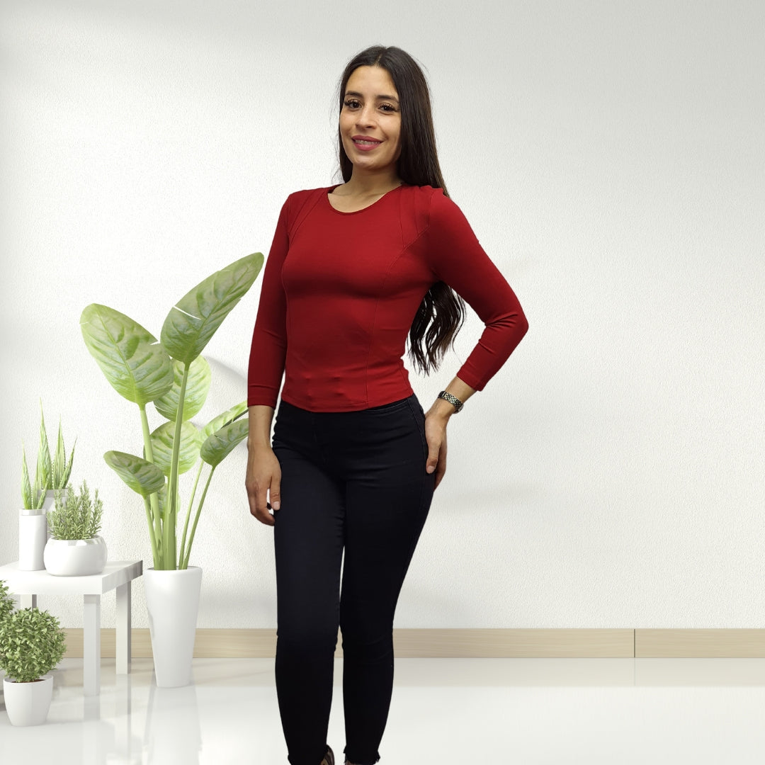 Blusa Vero Moda Burdeo Style ZENE 3/4 TOP(HH)