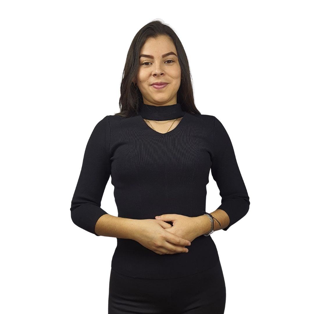 Blusa Vero Moda Negro Style TEAM 3/4 KNIT(VMC-CR)