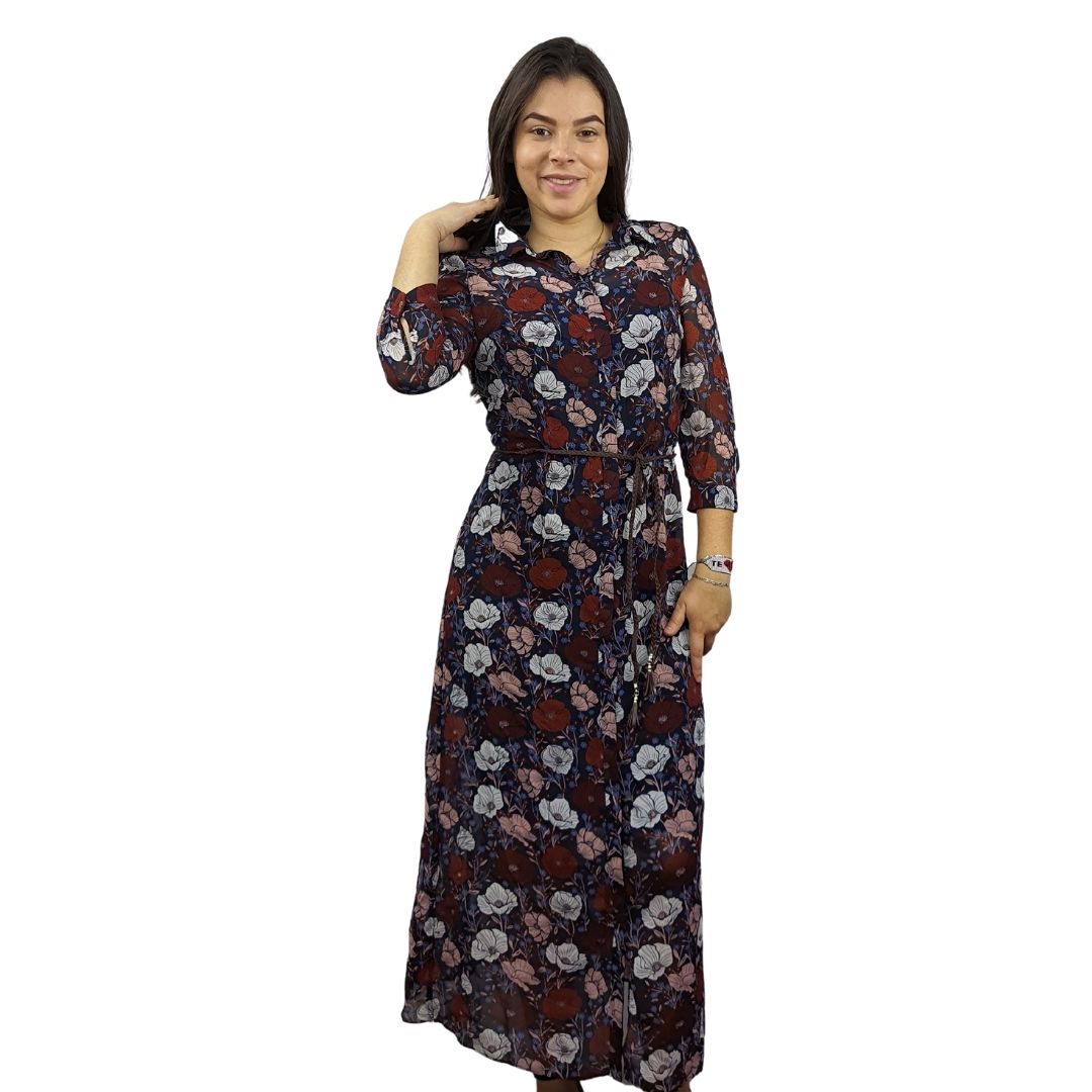 Vestido Veromoda Azul Style KRISTEN 3/4 LONG SHIRT SET(RN)
