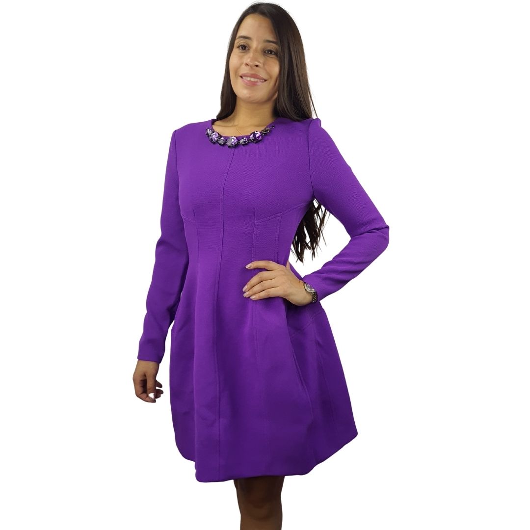 Vestido Vero Moda Morado Style NEE L/S DRESS(MW-ET-2)