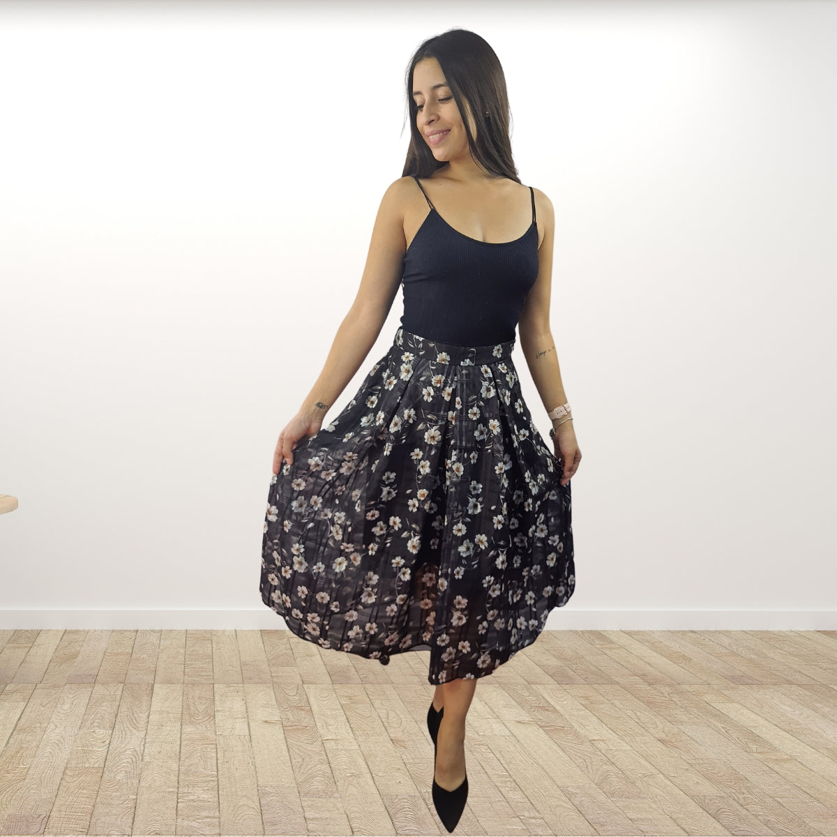 Falda Vero Moda Negro Style JULIA MIDI SKIRT(VMC-BN-ET-3)