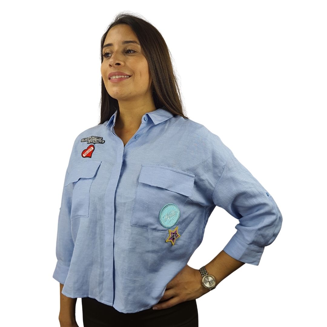 Camisa Vero moda Azul Style ENGLAND 3/4 DENIM SHIRT(SD)