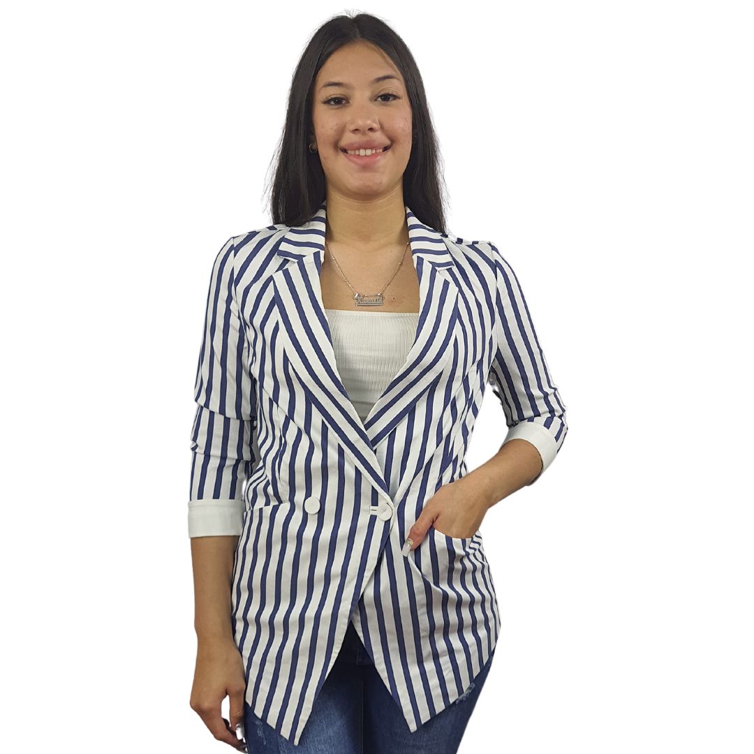 Blazer Vero Moda Azul y Blanco Style JENNY 3/4 BLAZER(VMC-PM-EC-2)