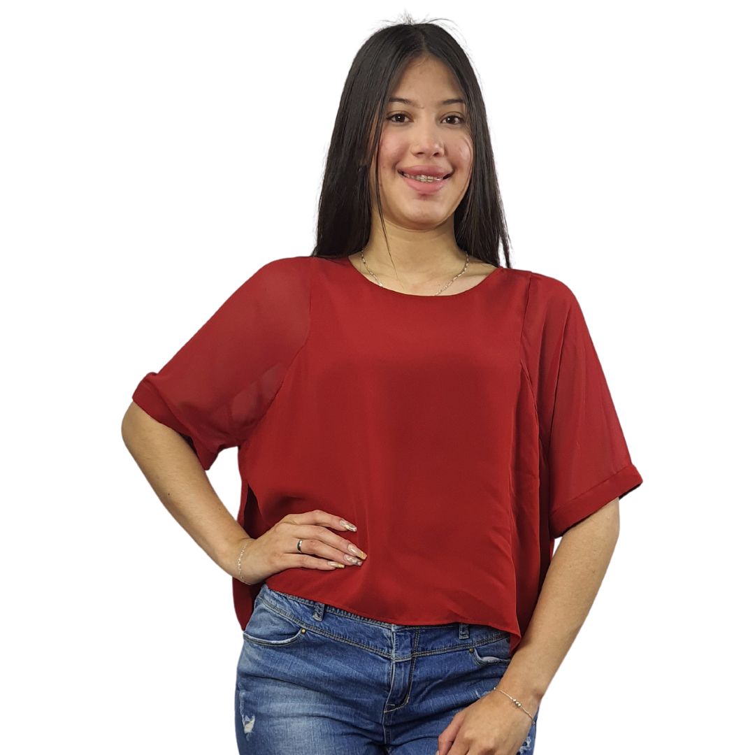 Blusa Vero Moda Burdeo Style ERICA 1/2 WOVEN TOP(VMC-HH)