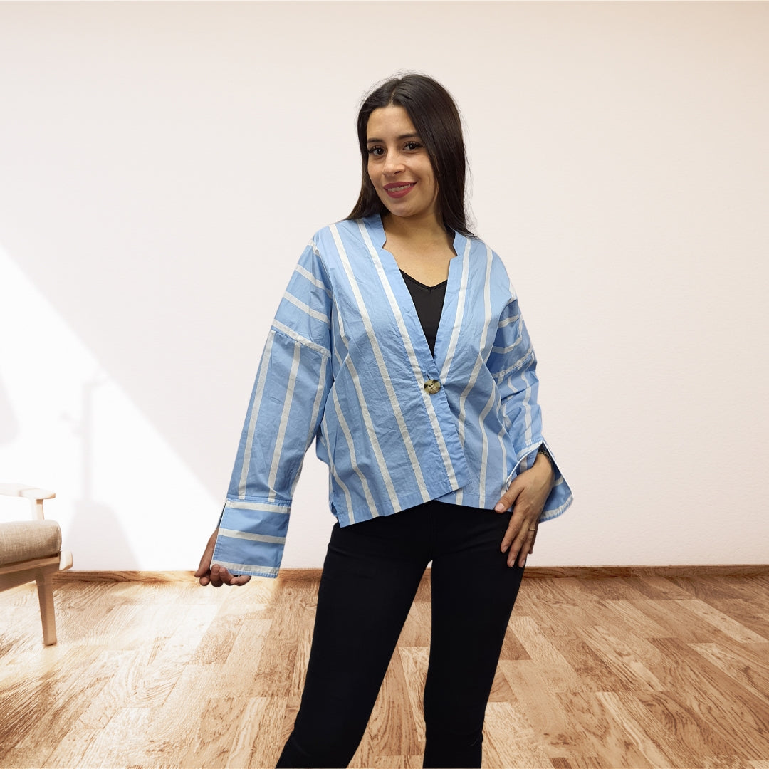 Blusa Vero Moda Azul Claro Style LAUREL L/S SHIRT(SL)
