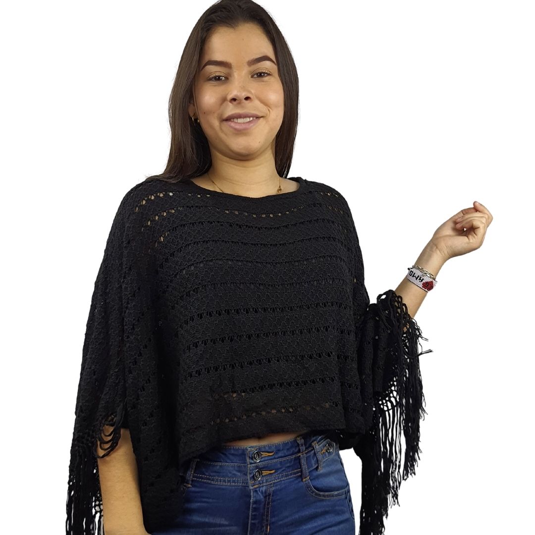 Poncho Vero Moda Negro Style HEATHER L/S KNIT(EL)