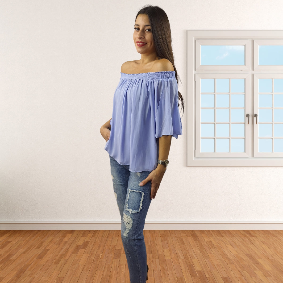 Blusa Vero Moda Azul Claro Style LEA 1/2 TOP(NR)